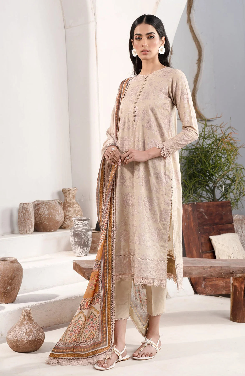 Zarif Festive Eid Embroidered Lawn Unstitched 3Pc Suit ZL-08 DIVAH
