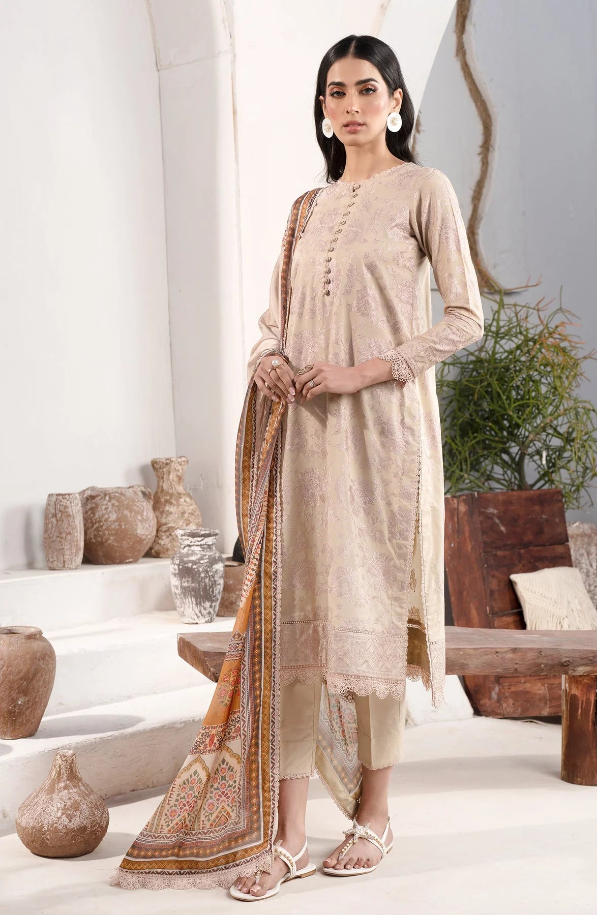 Zarif Festive Eid Embroidered Lawn Unstitched 3Pc Suit ZL-08 DIVAH