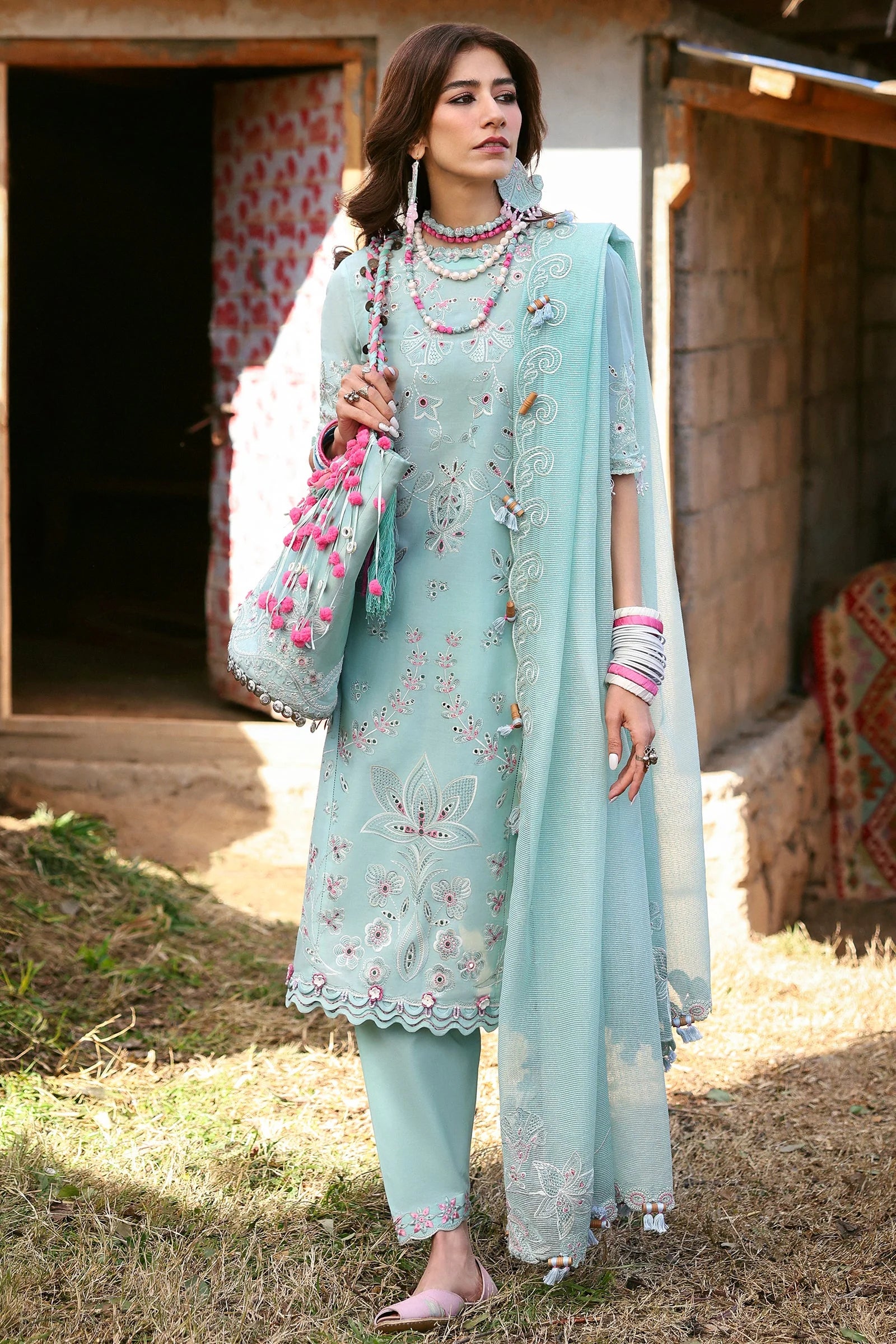 ZAHA Neelum Embroidered Lawn Unstitched 3Pc Suit ZL25-05A AABROO