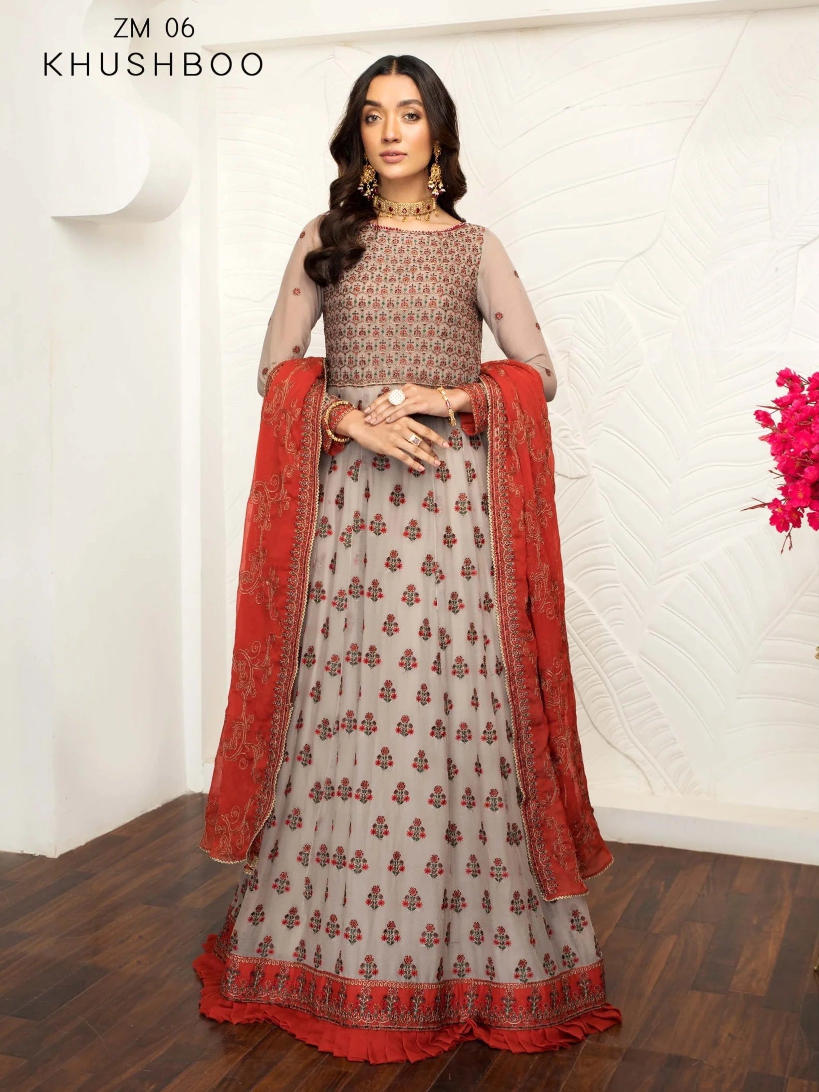 Mehakmah by Zarif Luxury Chiffon Unstitched 3Pc Suit ZM-06 KHUSHBOO