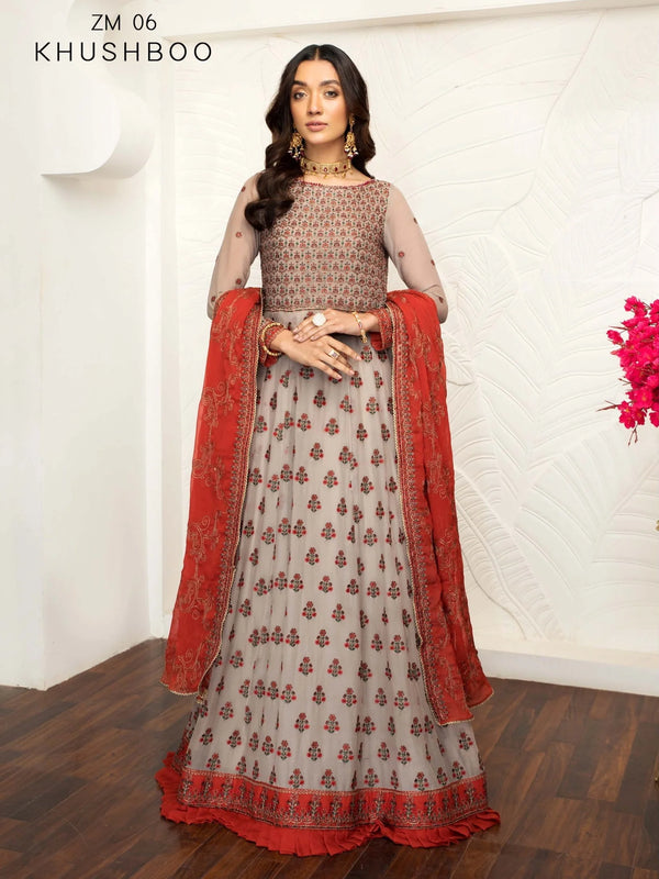 Mehakmah by Zarif Luxury Chiffon Unstitched 3Pc Suit ZM-06 KHUSHBOO