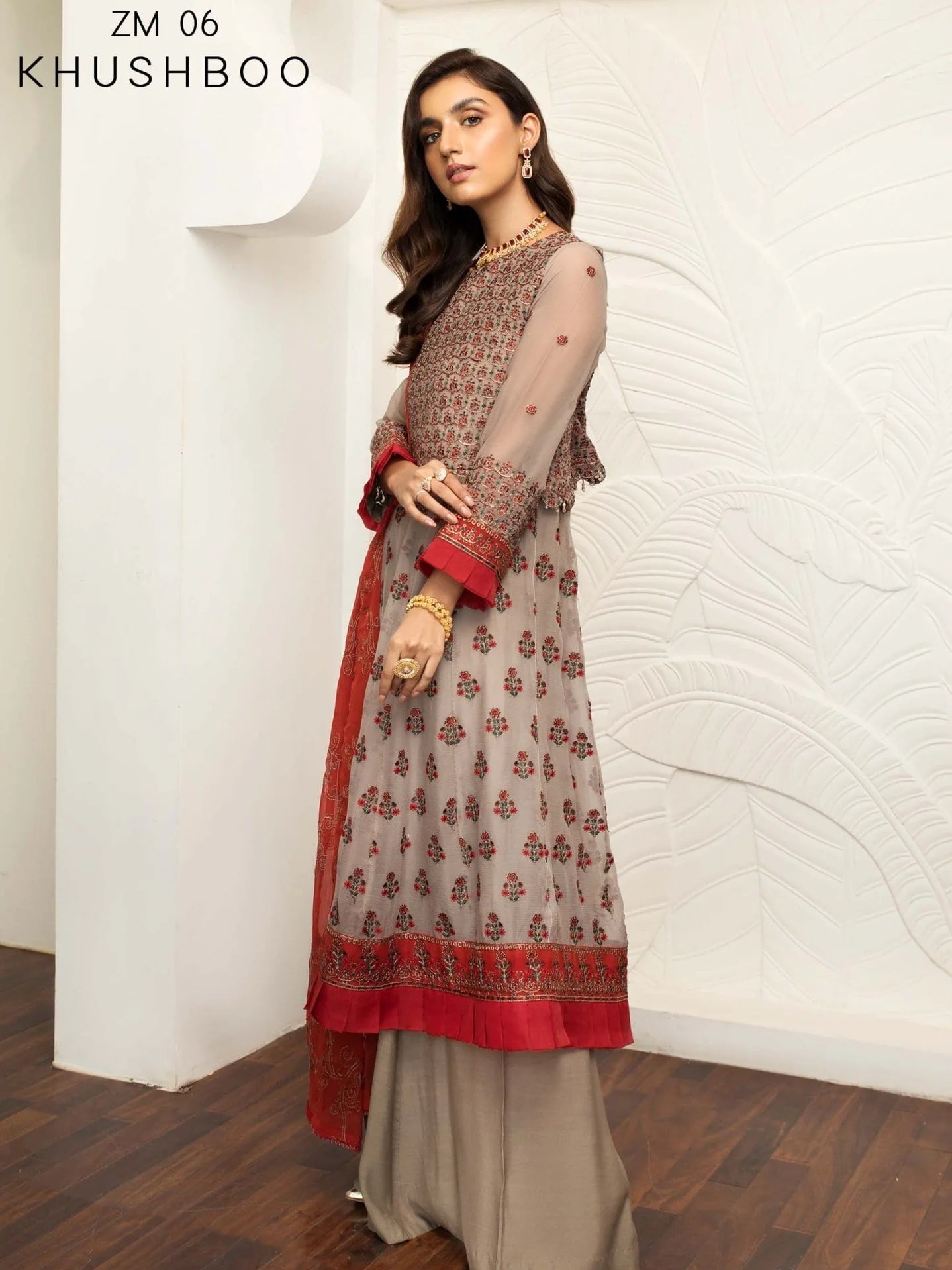 Mehakmah by Zarif Luxury Chiffon Unstitched 3Pc Suit ZM-06 KHUSHBOO