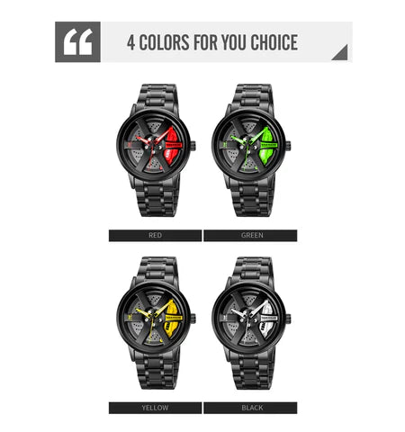 Car Wheel Watch, Racing Watch for Men/Car Enthusiast